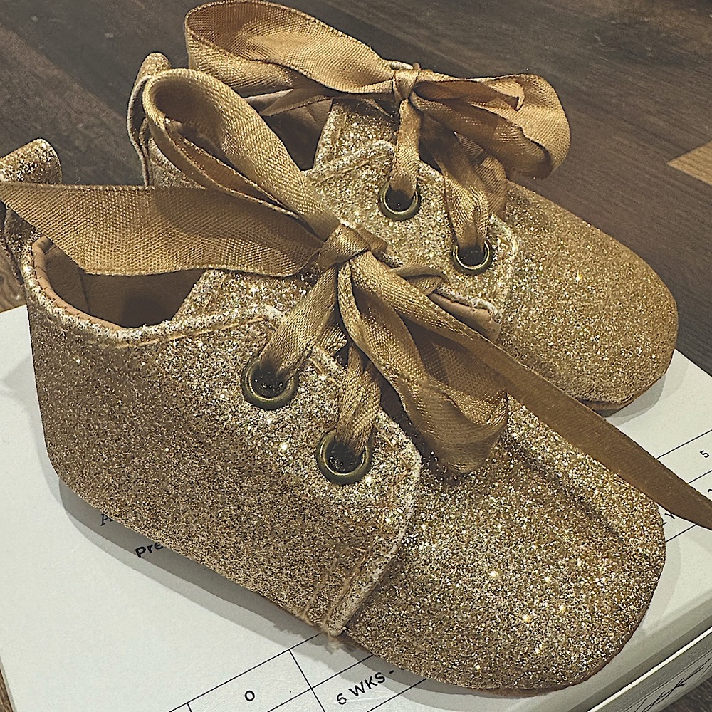 Baby Girl Shoes - Gold, Glittery
